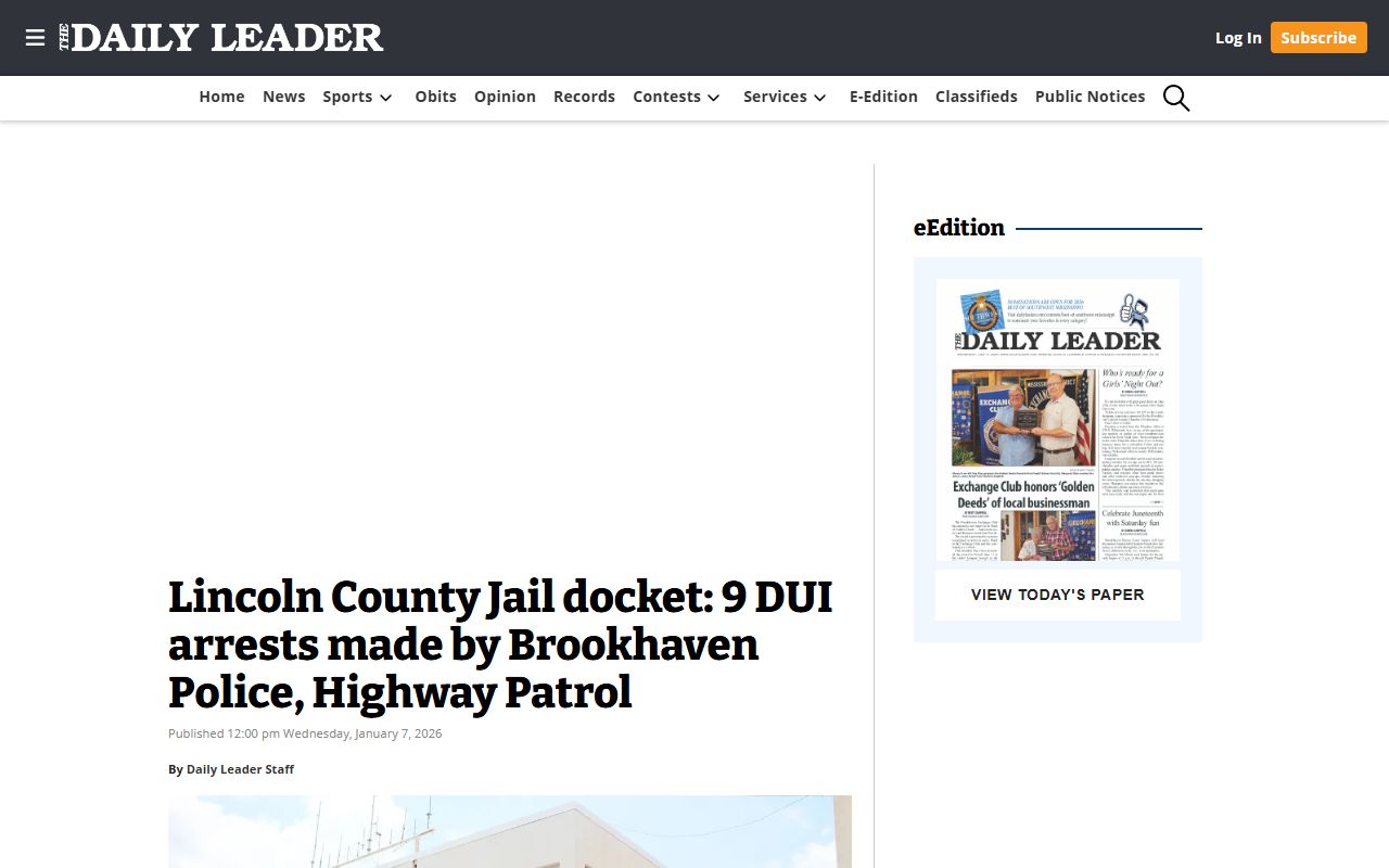Lincoln County arrest records and court charges shown in a local jail docket of DUI arrests