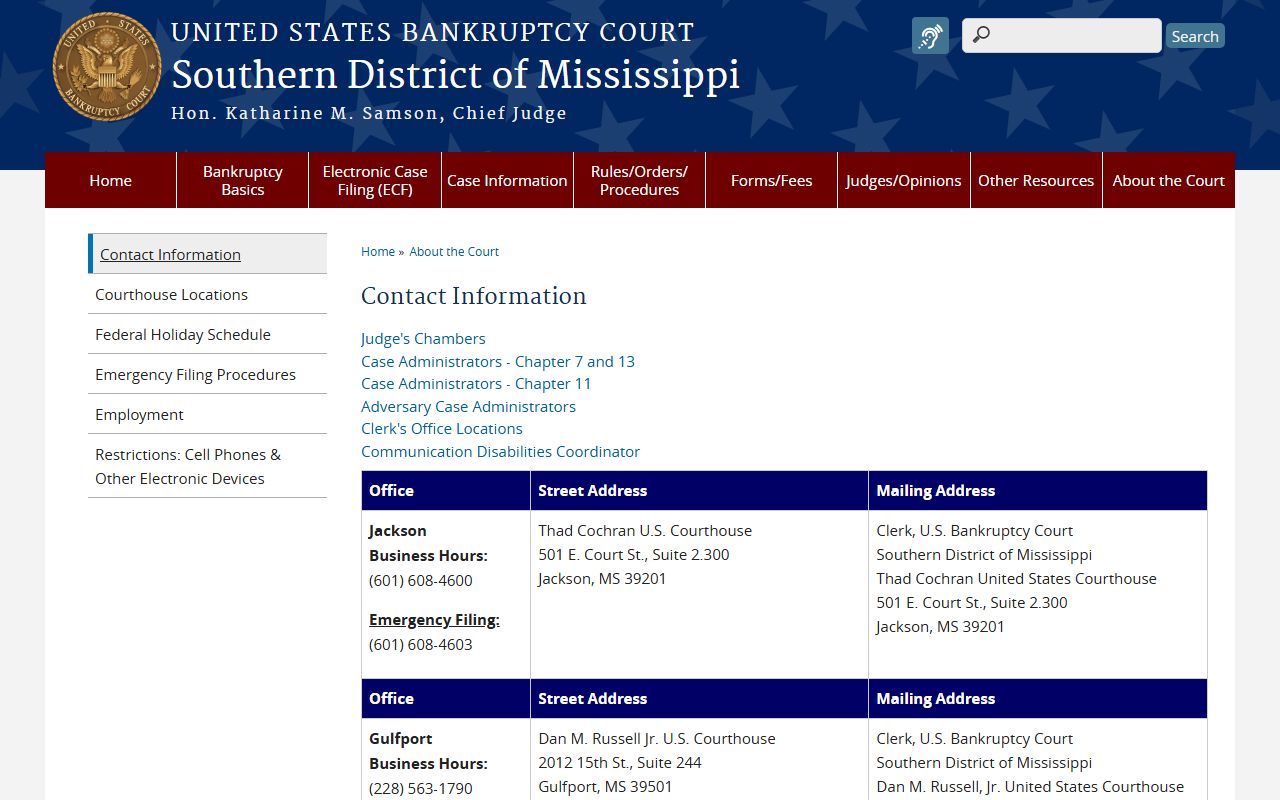 Bankruptcy court contact information for Lincoln County federal dockets