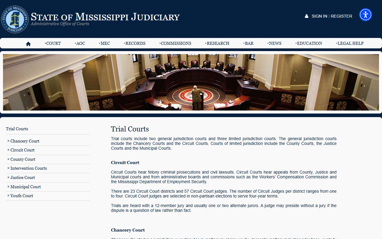Mississippi trial-court overview describing Lincoln County court jurisdiction