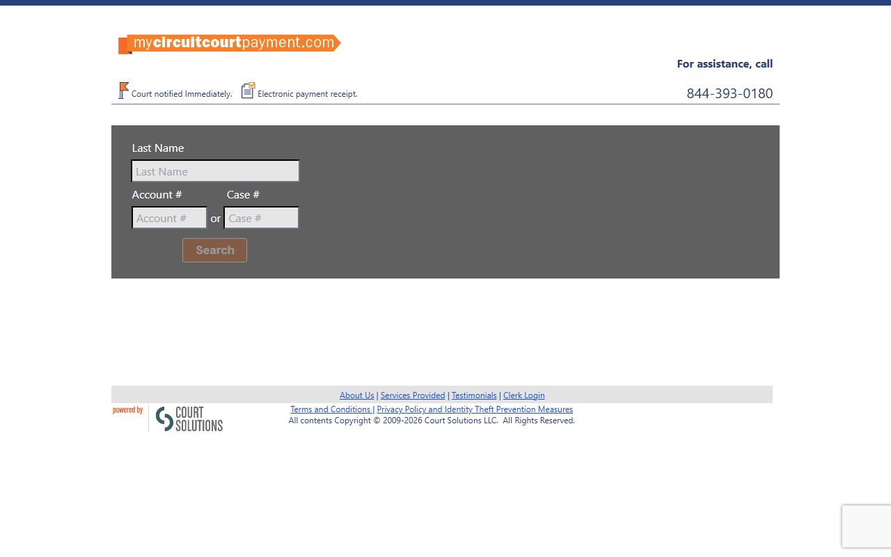 MyFinePayment page used for Lincoln County traffic court fine payments